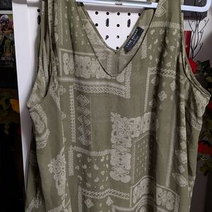 Lane Bryant Sage Green Bandana Print Tank Top